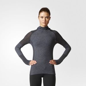 Adidas Primeknit Womens Wool Hooded Tee Grey S